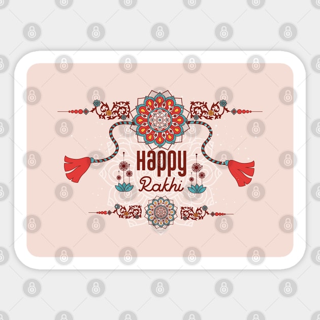 Happy Rakhi, Raksha Bandhan, red and teal Sticker by HolidayBug